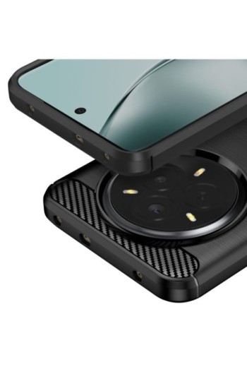 Cover in carbonio Realme 14 Pro silicone effetto spazzolato – Nero