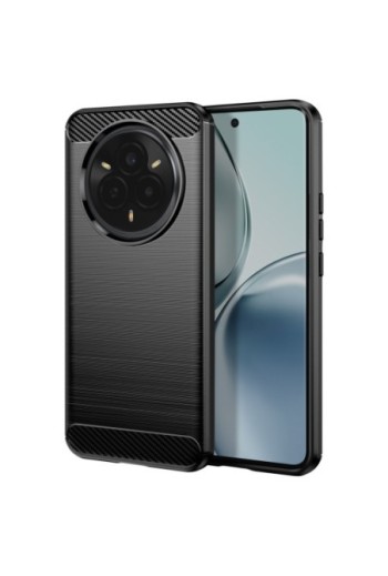 Cover in carbonio Realme 14 Pro silicone effetto spazzolato – Nero