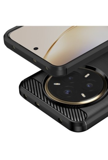 Cover in carbonio Realme 14 Pro Plus silicone effetto spazzolato – Nero