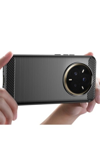 Cover in carbonio Realme 14 Pro Plus silicone effetto spazzolato – Nero