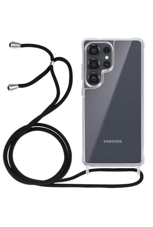 Custodia con Cordino Samsung Galaxy S25 Ultra Silicone Antiurto - Trasparente