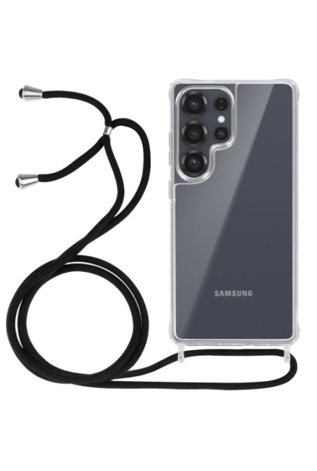 Custodia con Cordino Samsung Galaxy S25 Ultra Silicone Antiurto - Trasparente