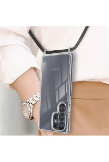 Custodia con Cordino Samsung Galaxy S25 Ultra Silicone Antiurto - Trasparente