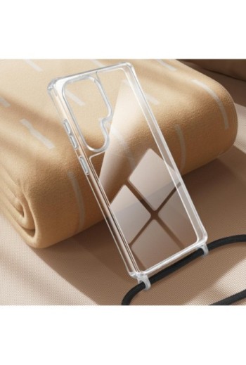 Custodia con Cordino Samsung Galaxy S25 Ultra Silicone Antiurto - Trasparente