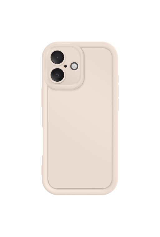 Custodia Soft Touch iPhone 16 Silicone Beige con Bordi Rialzati