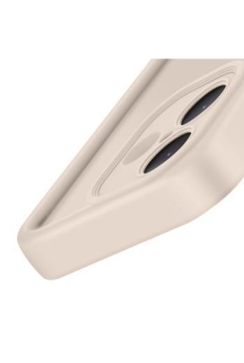 Custodia Soft Touch iPhone 16 Silicone Beige con Bordi Rialzati