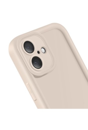 Custodia Soft Touch iPhone 16 Silicone Beige con Bordi Rialzati
