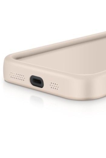 Custodia Soft Touch iPhone 16 Silicone Beige con Bordi Rialzati