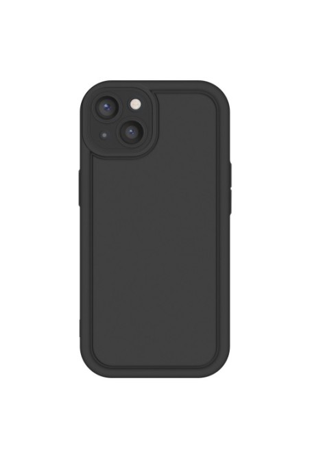Custodia Soft Touch iPhone 13 Silicone Nero con Bordi Rialzati