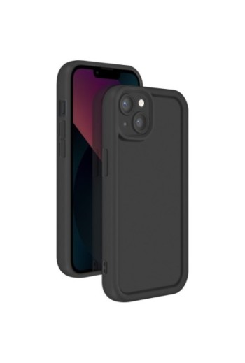 Custodia Soft Touch iPhone 13 Silicone Nero con Bordi Rialzati