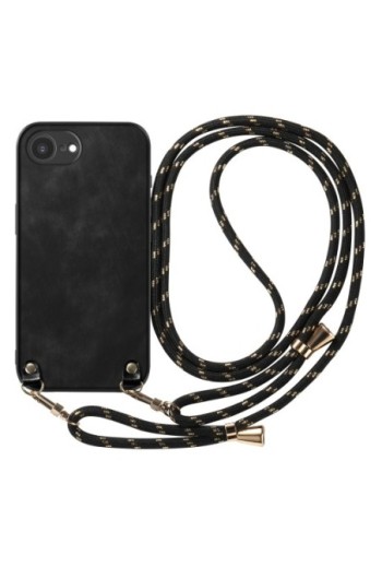 Custodia con Cordino iPhone 16e Elegante Nero Vintage