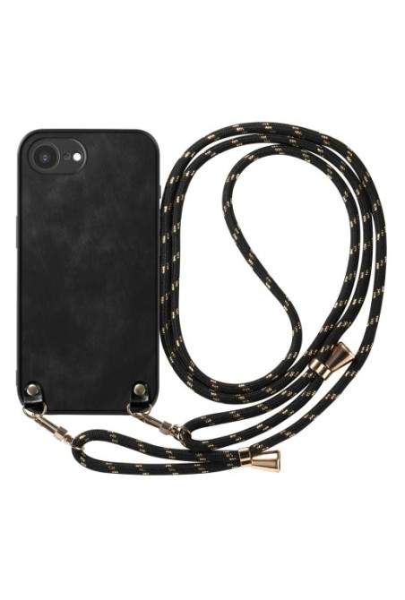 Custodia con Cordino iPhone 16e Elegante Nero Vintage