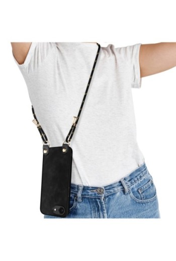 Custodia con Cordino iPhone 16e Elegante Nero Vintage