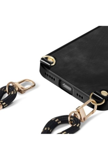 Custodia con Cordino iPhone 16e Elegante Nero Vintage