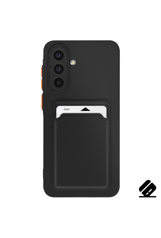Custodia Porta-Carte in Silicone Morbido Nero per Samsung Galaxy A56