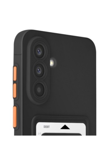 Custodia Porta-Carte in Silicone Morbido Nero per Samsung Galaxy A56