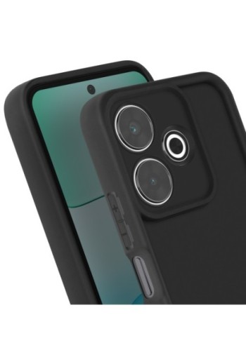 Custodia Silicone Morbido Nero con Bordi Rialzati per Xiaomi Redmi 13 4G e 5G