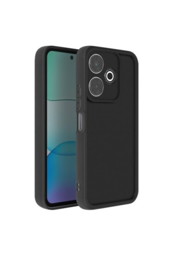 Custodia Silicone Morbido Nero con Bordi Rialzati per Xiaomi Redmi 13 4G e 5G