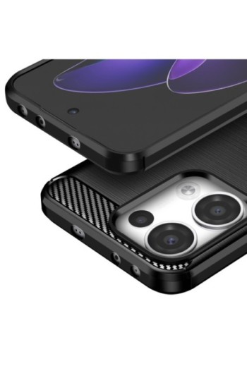 Cover Carbonio in Silicone Morbido Nero per Oppo Reno 13