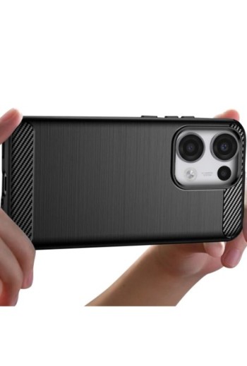 Cover Carbonio in Silicone Morbido Nero per Oppo Reno 13