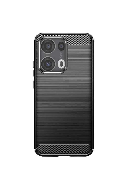 Cover Carbonio in Silicone Morbido Nero per Oppo Reno 13 Pro