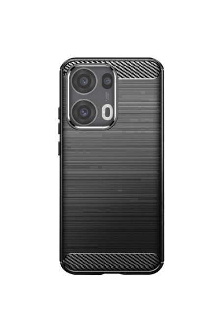 Cover Carbonio in Silicone Morbido Nero per Oppo Reno 13 Pro