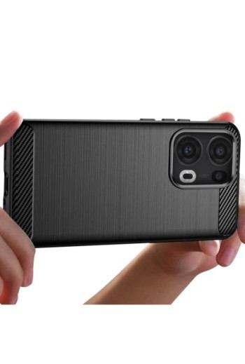 Cover Carbonio in Silicone Morbido Nero per Oppo Reno 13 Pro