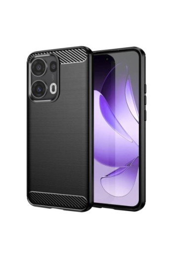 Cover Carbonio in Silicone Morbido Nero per Oppo Reno 13 Pro