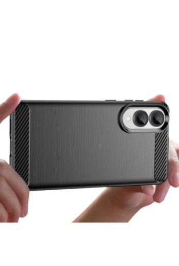 Custodia Samsung Galaxy S25 Edge in Carbonio Morbido Spazzolato Nero
