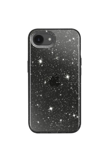 Custodia Flessibile Glitterata Nera Traslucida per iPhone 16