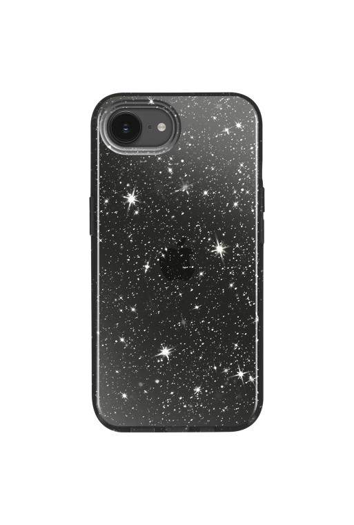 Custodia Flessibile Glitterata Nera Traslucida per iPhone 16