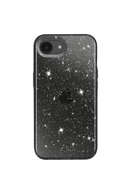 Custodia Flessibile Glitterata Nera Traslucida per iPhone 16
