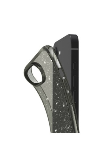 Custodia Flessibile Glitterata Nera Traslucida per iPhone 16