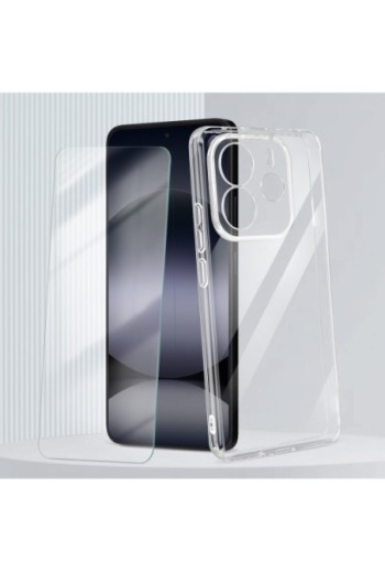 Pack Cover + Vetro Temperato Xiaomi Redmi Note 14 4G Protezione Integrale Mayaxess Trasparente