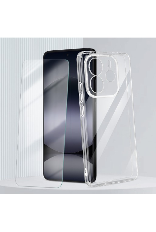 Pack Cover + Vetro Temperato Xiaomi Redmi Note 14 4G Protezione Integrale Mayaxess Trasparente