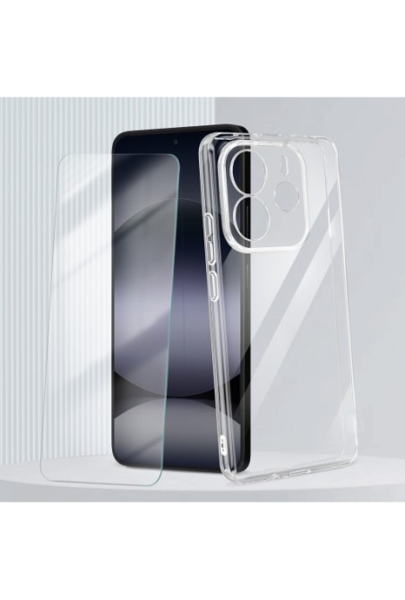 Pack Cover + Vetro Temperato Xiaomi Redmi Note 14 4G Protezione Integrale Mayaxess Trasparente