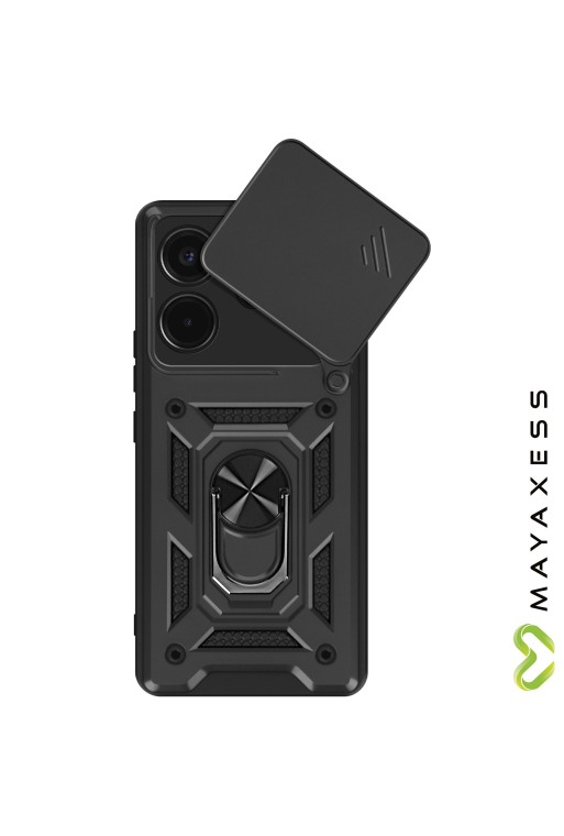 Cover Antiurto Xiaomi Redmi Note 14 4G Anello Magnetico Mayaxess Nera