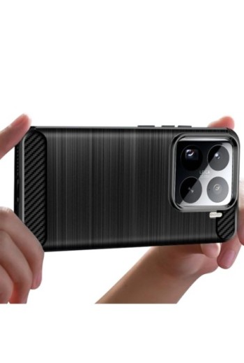 Custodia in carbonio flessibile nera per Xiaomi 15 Pro