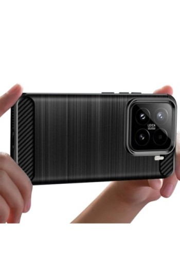 Custodia in carbonio flessibile nera per Xiaomi 15