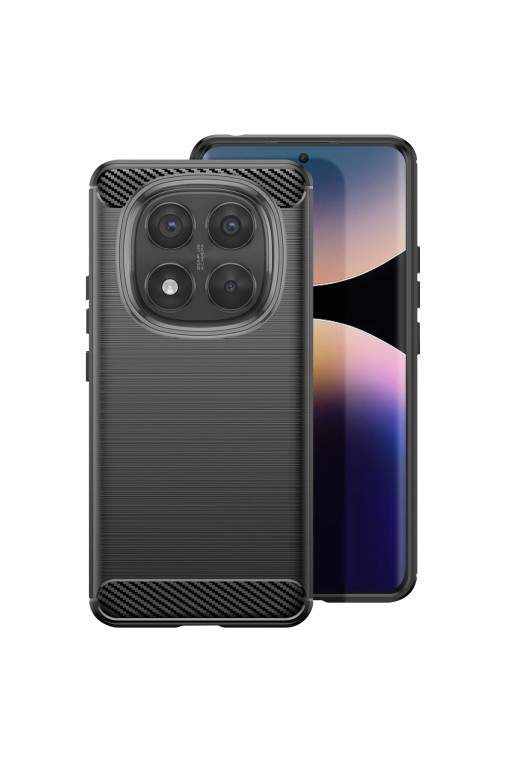 Custodia in Carbonio Flessibile Nera per Xiaomi Redmi Note 14 Pro e 14 Pro Plus