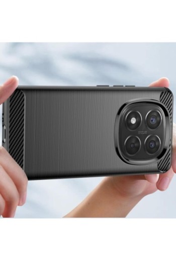 Custodia in Carbonio Flessibile Nera per Xiaomi Redmi Note 14 Pro e 14 Pro Plus