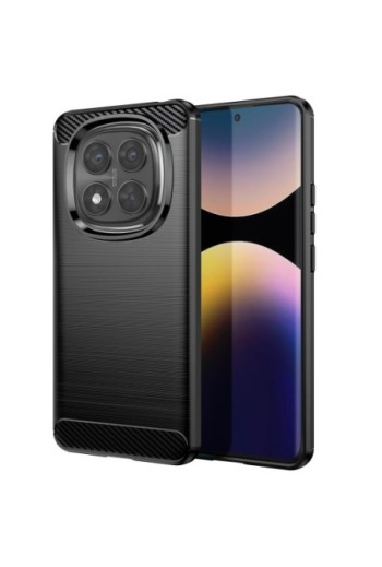Custodia in Carbonio Flessibile Nera per Xiaomi Redmi Note 14 Pro e 14 Pro Plus