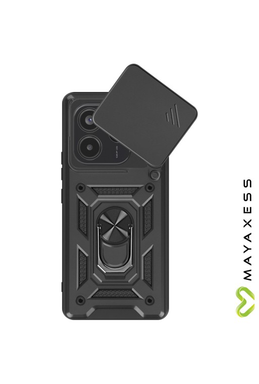 Custodia antiurto nera con anello magnetico Mayaxess Xiaomi Redmi Note 14 5G