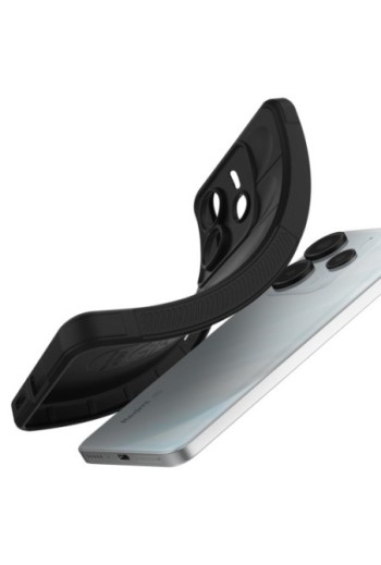 Custodia antiurto con texture in rilievo in silicone nero per Xiaomi Redmi Note 14 5G