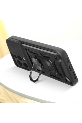 Cover con anello iPhone 16 Pro Antiurto con copertura della fotocamera Nero Mayaxess
