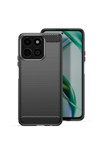 Cover Honor 200 Smart Silicone Design carbonio spazzolato Nero