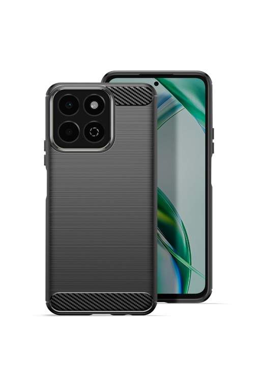 Cover Honor 200 Smart Silicone Design carbonio spazzolato Nero