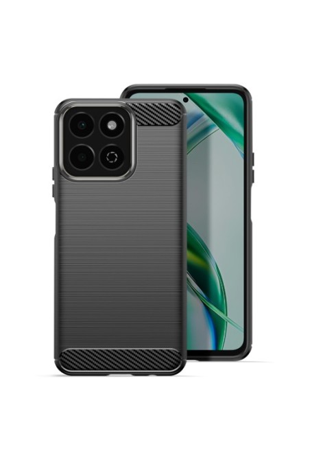 Cover Honor 200 Smart Silicone Design carbonio spazzolato Nero