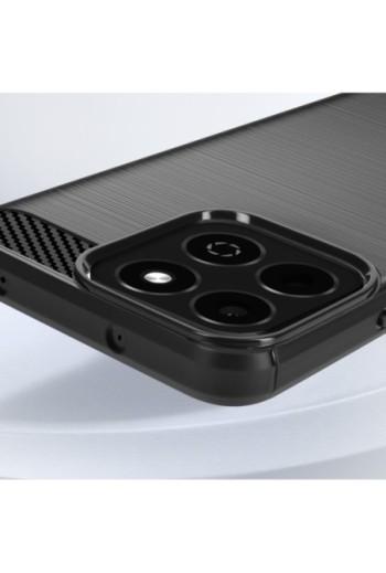 Cover Honor 200 Smart Silicone Design carbonio spazzolato Nero