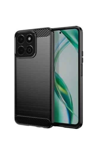 Cover Honor 200 Smart Silicone Design carbonio spazzolato Nero